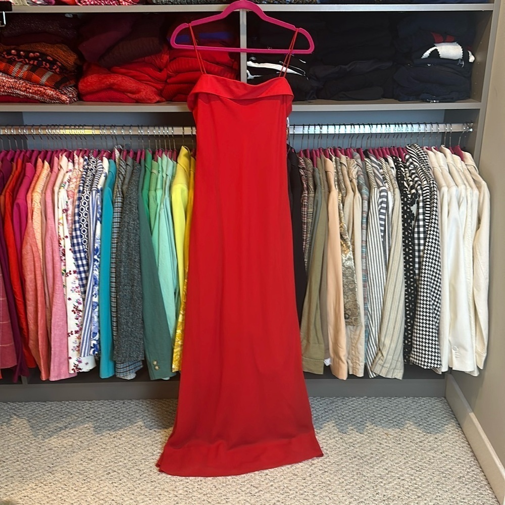 Onyx Nite red spaghetti strapped maxi dress size 8 NWT​